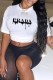 White Fashion Casual Print Letter O Neck T-Shirts
