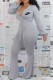 Grey Fashion Sexy Print Letter V Neck Jumpsuits