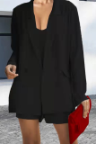 Green Fashion Solid Patchwork Turndown Collar Long Sleeve Two Pieces