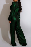 Champagne Sexy Solid Patchwork V Neck Straight Jumpsuits
