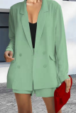 Green Fashion Solid Patchwork Turndown Collar Long Sleeve Two Pieces