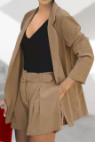 Green Fashion Solid Patchwork Turndown Collar Long Sleeve Two Pieces