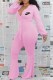 Pink Fashion Sexy Print Letter V Neck Jumpsuits