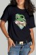 Black Fashion Casual Print Letter O Neck T-Shirts
