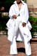 White Casual Solid Patchwork Buckle Flounce Asymmetrical Turndown Collar Shirt Dress Dresses