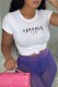 White Fashion Casual Print Letter O Neck T-Shirts