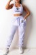 Purple Fashion Casual Print Letter U Neck Sleeveless Two Pieces