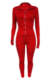 Cyan Casual Solid Draw String Turndown Collar Long Sleeve Two Pieces