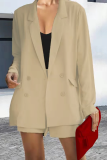 Green Fashion Solid Patchwork Turndown Collar Long Sleeve Two Pieces