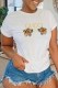 White Fashion Casual Print Letter O Neck T-Shirts