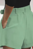 Green Fashion Solid Patchwork Turndown Collar Long Sleeve Two Pieces