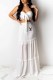 White Fashion Sweet Print Patchwork Strapless Sleeveless Two Pieces