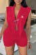 Red Fashion Sexy Print Backless Letter Turn-back Collar Sleeveless Two Pieces