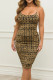 Brown Sexy Print Patchwork Spaghetti Strap Sling Dress Dresses