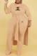 Khaki Fashion Casual Print Letter O Neck Long Sleeve Two Pieces