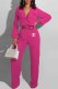 Rose Red Fashion Casual Print Letter O Neck Jumpsuits