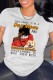 White Fashion Casual Print Patchwork O Neck T-Shirts