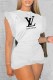 White Fashion Elegant Print Patchwork Letter O Neck Sleeveless Two Pieces