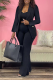 Black Casual Solid Patchwork Turndown Collar Long Sleeve Two Pieces