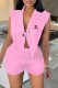 Pink Fashion Sexy Print Backless Letter Turn-back Collar Sleeveless Two Pieces
