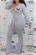 Grey Casual Print Patchwork V Neck Skinny Jumpsuits