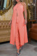 Pink Fashion Casual Solid Bandage Backless Slit O Neck Sleeveless Two Pieces