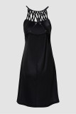 White Fashion Casual Print Hollowed Out O Neck Sleeveless Dress