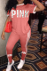 Pink Casual Print Patchwork O Neck Short Sleeve Two Pieces