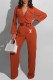 Orange Fashion Casual Print Letter O Neck Jumpsuits