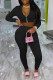 Black Casual Solid Patchwork Zipper Zipper Collar Long Sleeve Two Pieces