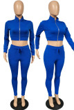 Red Casual Solid Patchwork Zipper Zipper Collar Long Sleeve Two Pieces