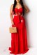 Red Fashion Sweet Print Patchwork Strapless Sleeveless Two Pieces