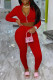 Red Casual Solid Patchwork Zipper Zipper Collar Long Sleeve Two Pieces