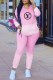 Pink Fashion Casual Gradual Change Print Letter Hooded Collar Long Sleeve Two Pieces