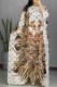 White Fashion Casual Print Patchwork With Belt O Neck Straight Dresses