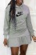 Grey Fashion Casual Print Letter Hooded Collar Printed Dress Dresses
