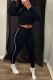 Black Casual Sportswear Solid Draw String Frenulum Hooded Collar Long Sleeve Two Pieces