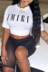 White Fashion Street Print Letter O Neck T-Shirts