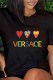 Black Fashion Casual Print Letter O Neck T-Shirts
