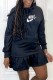 Black Fashion Casual Print Letter Hooded Collar Printed Dress Dresses