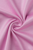 Pink Sexy Print Tassel Patchwork Slit V Neck One Step Skirt Dresses