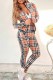 Stripe Fashion Casual Plaid Patchwork Letter Zipper Collar Long Sleeve Two Pieces