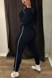 Grey Casual Sportswear Solid Draw String Frenulum Hooded Collar Long Sleeve Two Pieces