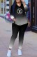 Black Fashion Casual Gradual Change Print Letter Hooded Collar Long Sleeve Two Pieces