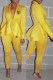 Yellow Fashion Elegant Print Letter V Neck Long Sleeve Two Pieces