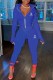 Blue Fashion Casual Print Letter Zipper Collar Long Sleeve Two Pieces