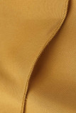 Yellow Fashion Casual Solid Patchwork Half A Turtleneck Sleeveless Dress