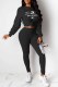 Black Fashion Casual Print Letter O Neck Long Sleeve Two Pieces