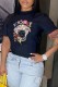 Black Fashion Casual Print Letter O Neck T-Shirts