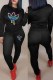 Gradient Color Fashion Casual Print Patchwork O Neck Long Sleeve Two Pieces